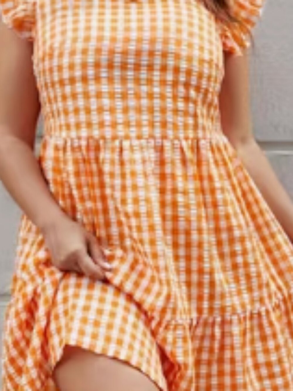 Plus Size Plaid Print Dress, Casual Cap Sleeve Crew Neck Dress